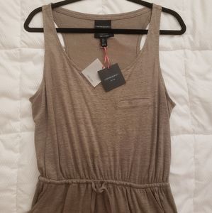 CYNTHIA ROWLEY Racerback drawstring Linen dress
